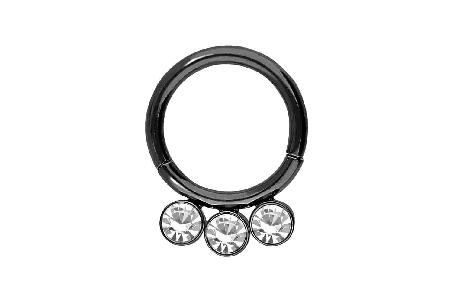 Nasenpiercing Chirurgenstahl Segmentring Clicker 3 KRISTALLE Ohrpiercing Septum