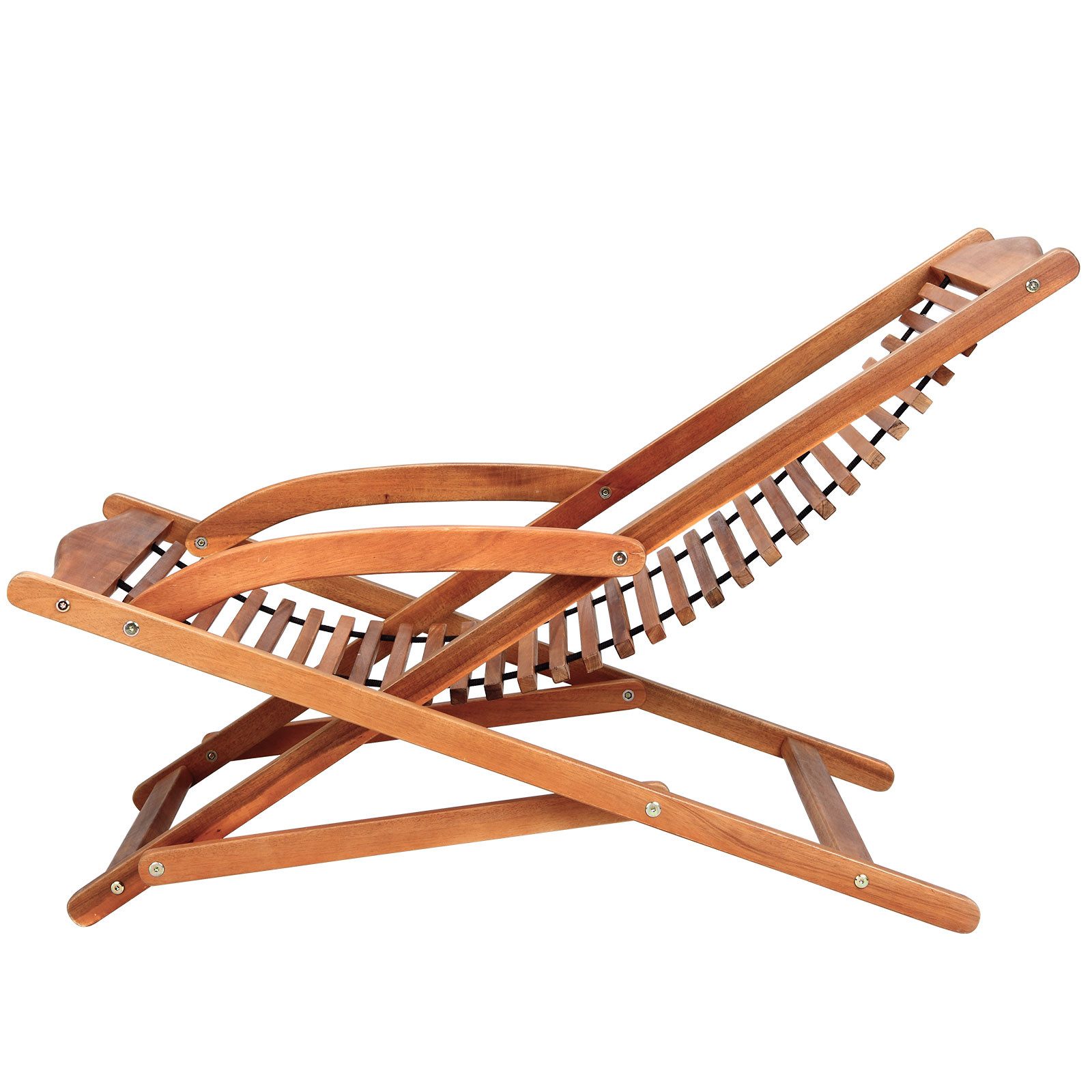 Casaria Gartenliege Braun, Wetterfest Holz klappbar Ergonomisch Kopfkissen Fußstütze