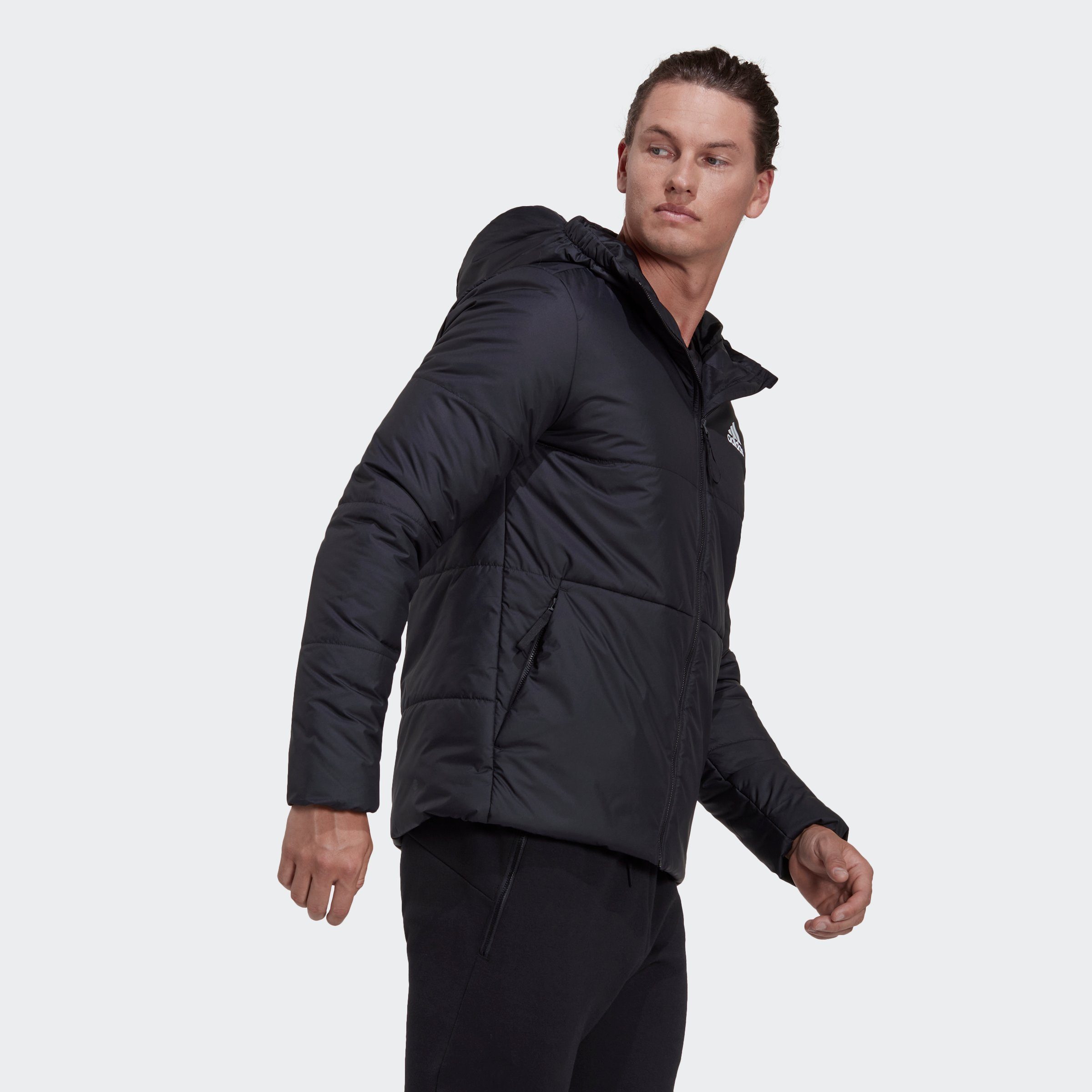 INSULATED BSC schwarz HOODED Sportswear adidas 3-STREIFEN Outdoorjacke