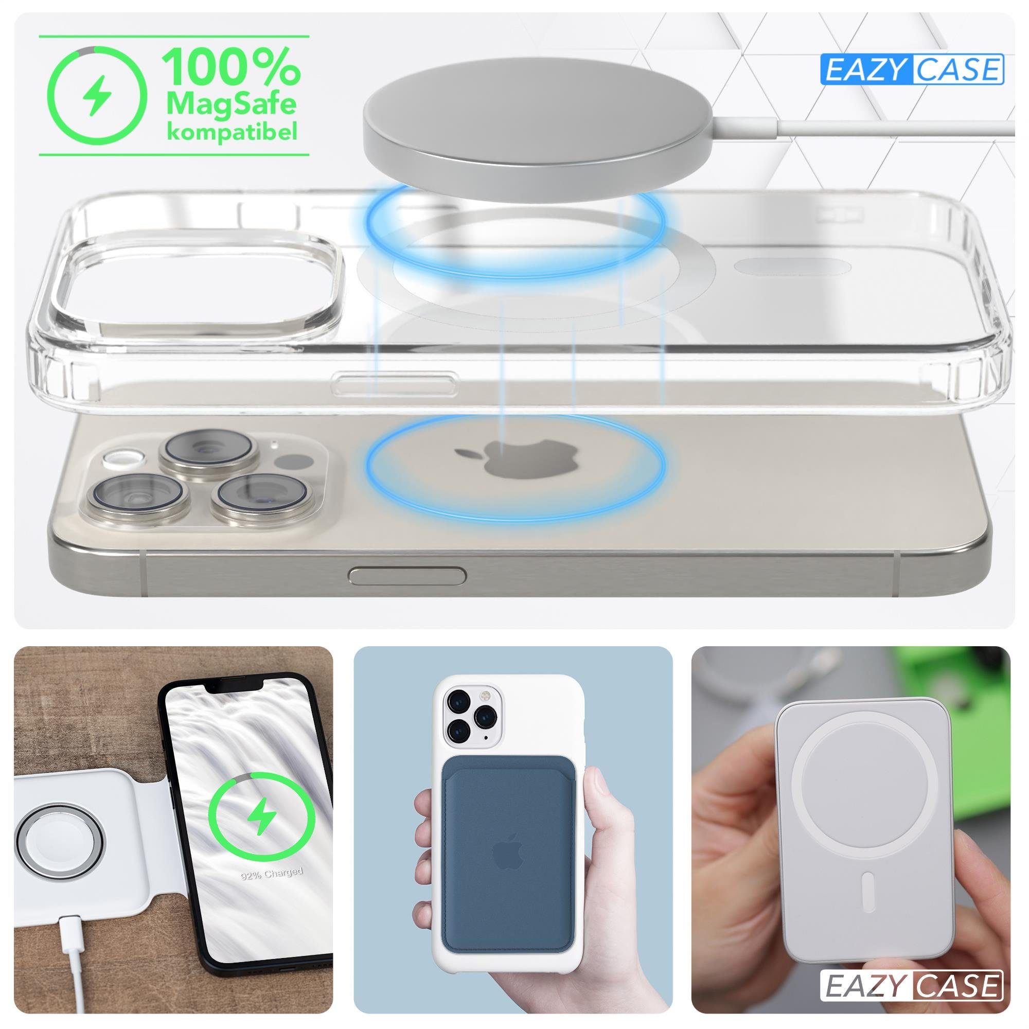 EAZY CASE Handyhülle Transparente Hülle mit MagSafe für iPhone 15 Pro 6,1 Zoll, Back Cover, Bumper Case, Handy Schutzhülle Kameraschutz, Durchsichtig