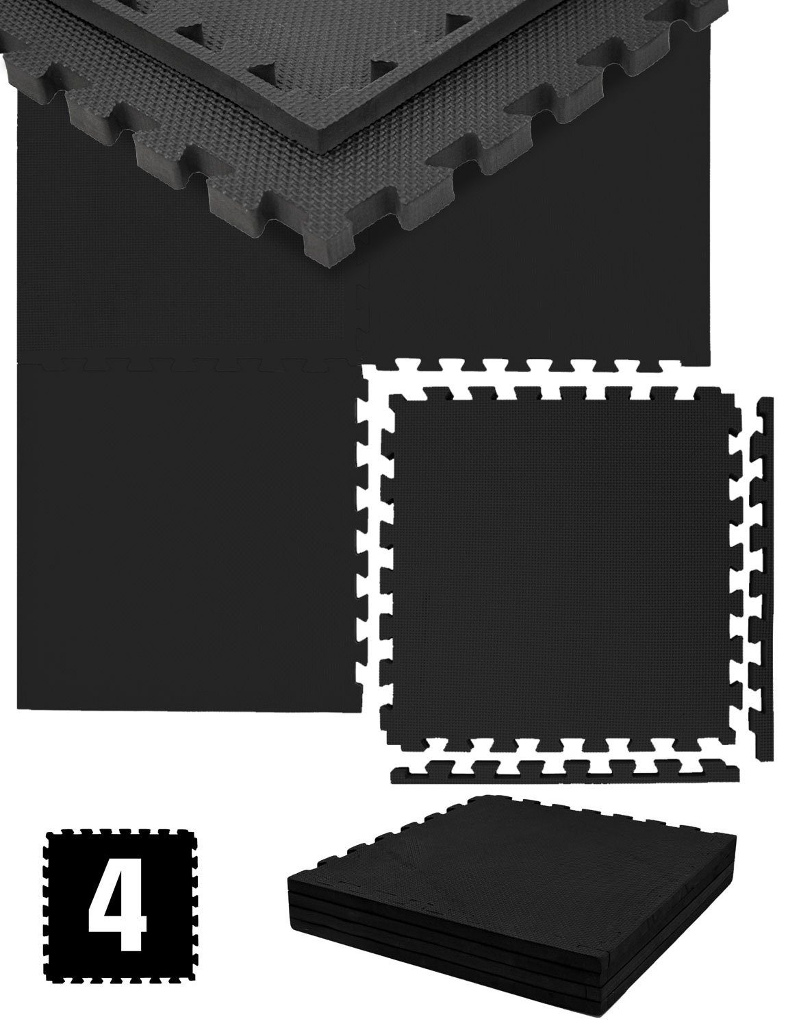 eyepower Fitnessmatte für Zuhause - 1 m² Trainingsmatte mit Rand - 4 Große Home Gym Matten, 50 x 50 x 2 cm Bodenschutzmatte Sport & Gymnastik - Optische Mängel