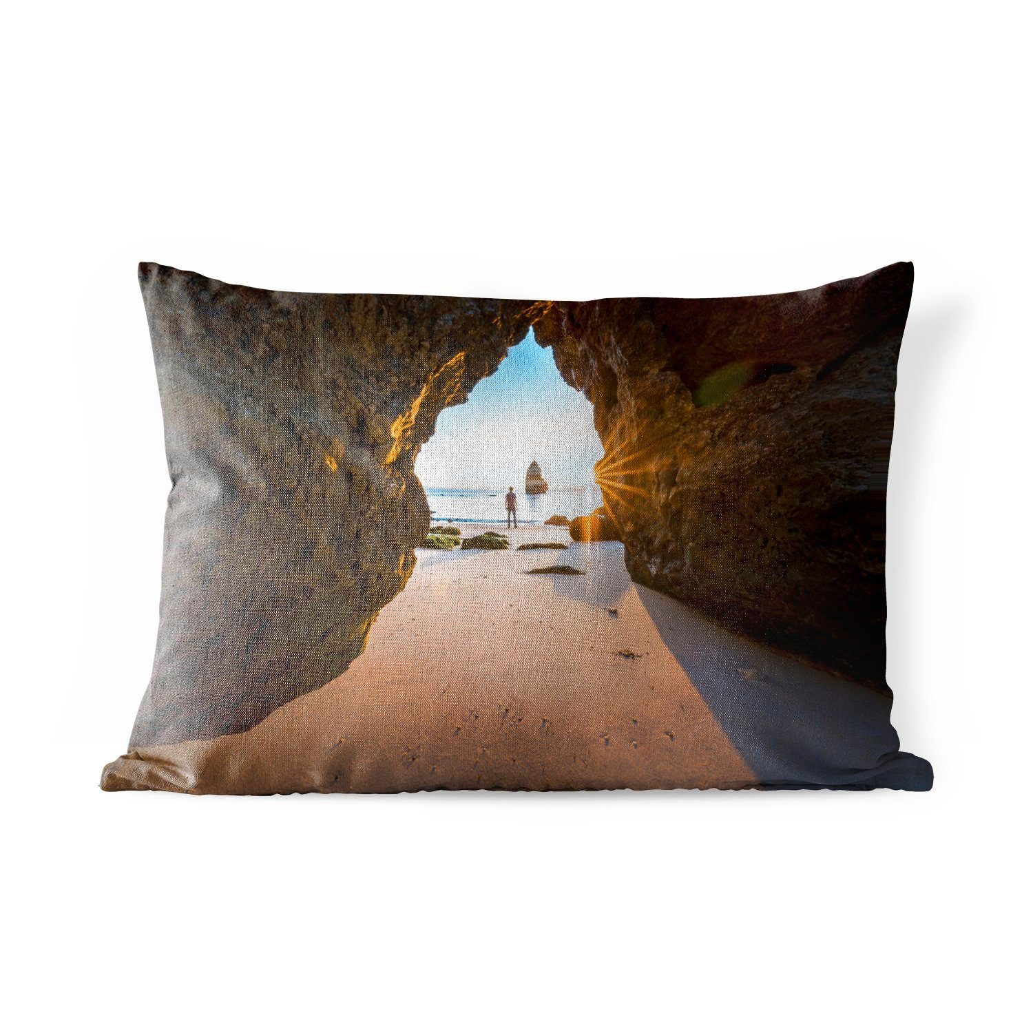 Dekokissen Polyester, der MuchoWow Algarve, Outdoor-Dekorationskissen, an Dekokissenbezug, Kissenhülle Sonnenuntergang