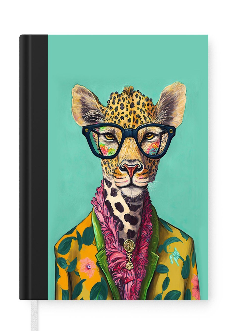MuchoWow Notizbuch Blätter - Brille - Giraffe - Tiere - Design, Journal, Merkzettel, Tagebuch, Notizheft, A5, 98 Seiten, Haushaltsbuch | Notizbücher