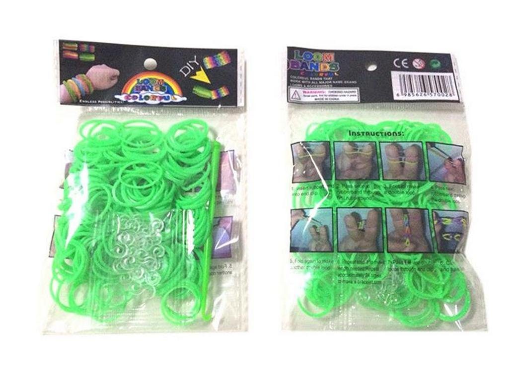 Livepac Office Gummibänder 200 Loom Gummibänder + 10 Verbindungsstücke / Farbe: grün