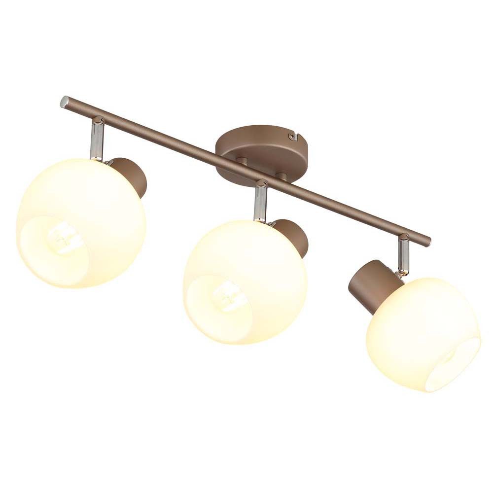 GLOBO LIGHTING Deckenleuchte, Leuchtmittel nicht inklusive, Deckenleuchte Schlafzimmerleuchte Metall kaffeefarben Glas opal L 50cm