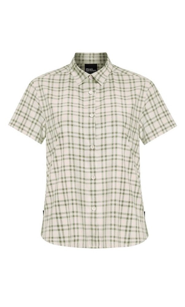 Jack Wolfskin Outdoorbluse Febla Shirt (feuchtigkeitsregulierend, atmungsaktiv) Kurzarm grün