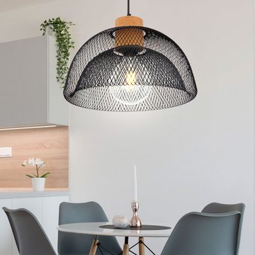 etc-shop LED Pendelleuchte, Leuchtmittel inklusive, Warmweiß, Farbwechsel, Pendel Lampe Decken Geflecht Hänge Leuchte dimmbar schwarz Gitter Kork