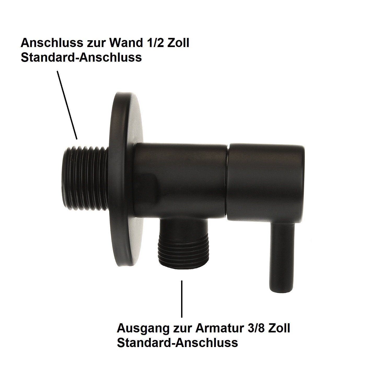 Thumbnail - Sanixa Eckventil Anschluss Ventil Regulierventil Bad Küche Armatur, (für Waschtisch und Spülbecken), Eckventil schwarz m...