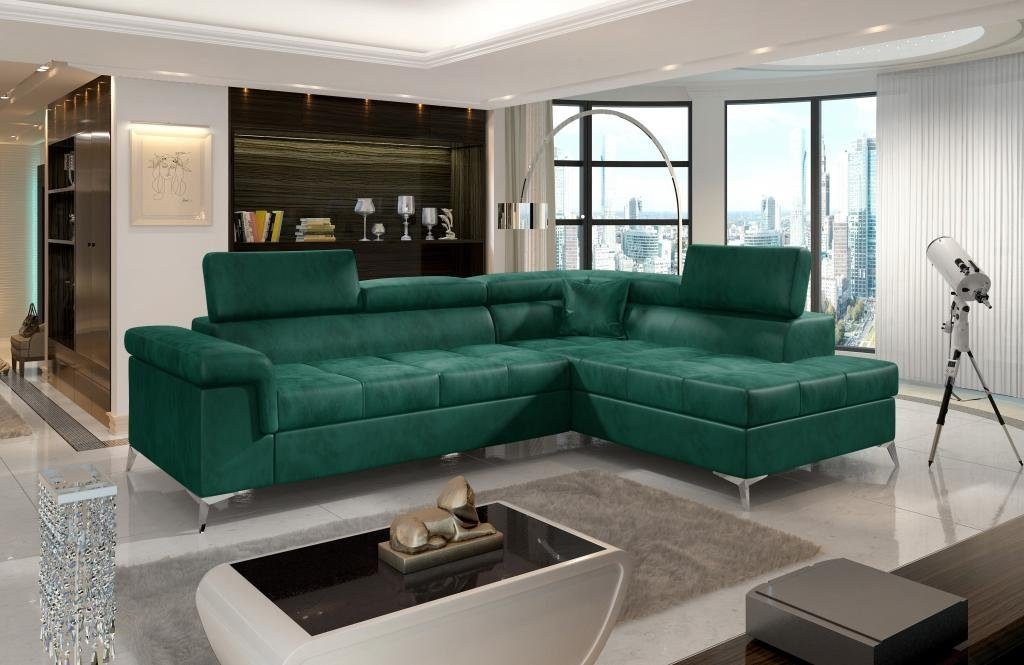 Couch Neu, grün JVmoebel Ecksofa Schwarzes Ecksofa in Luxus Designer Made Europe Polstermöbel