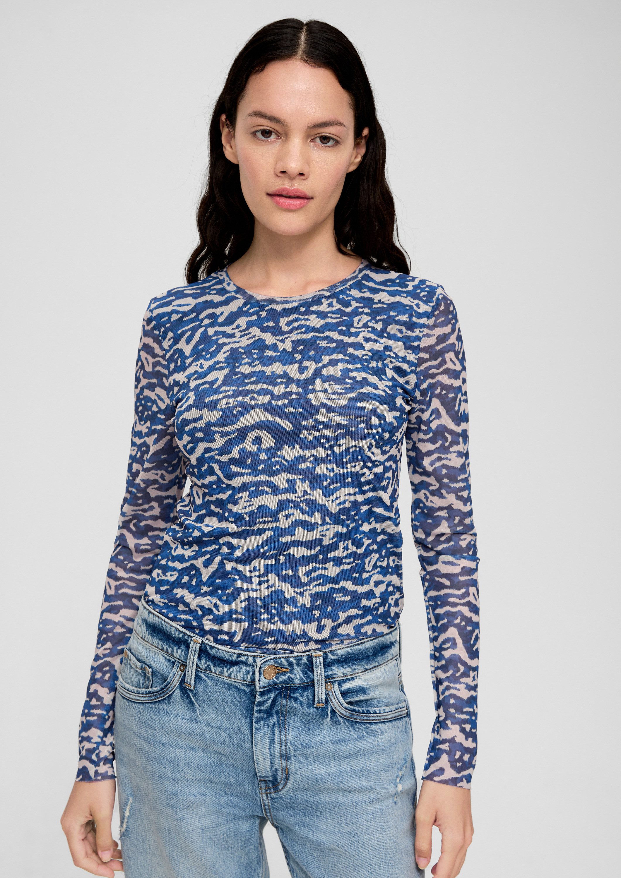 s.Oliver Langarmshirt T-Shirt Langarmshirt aus Mesh günstig online kaufen