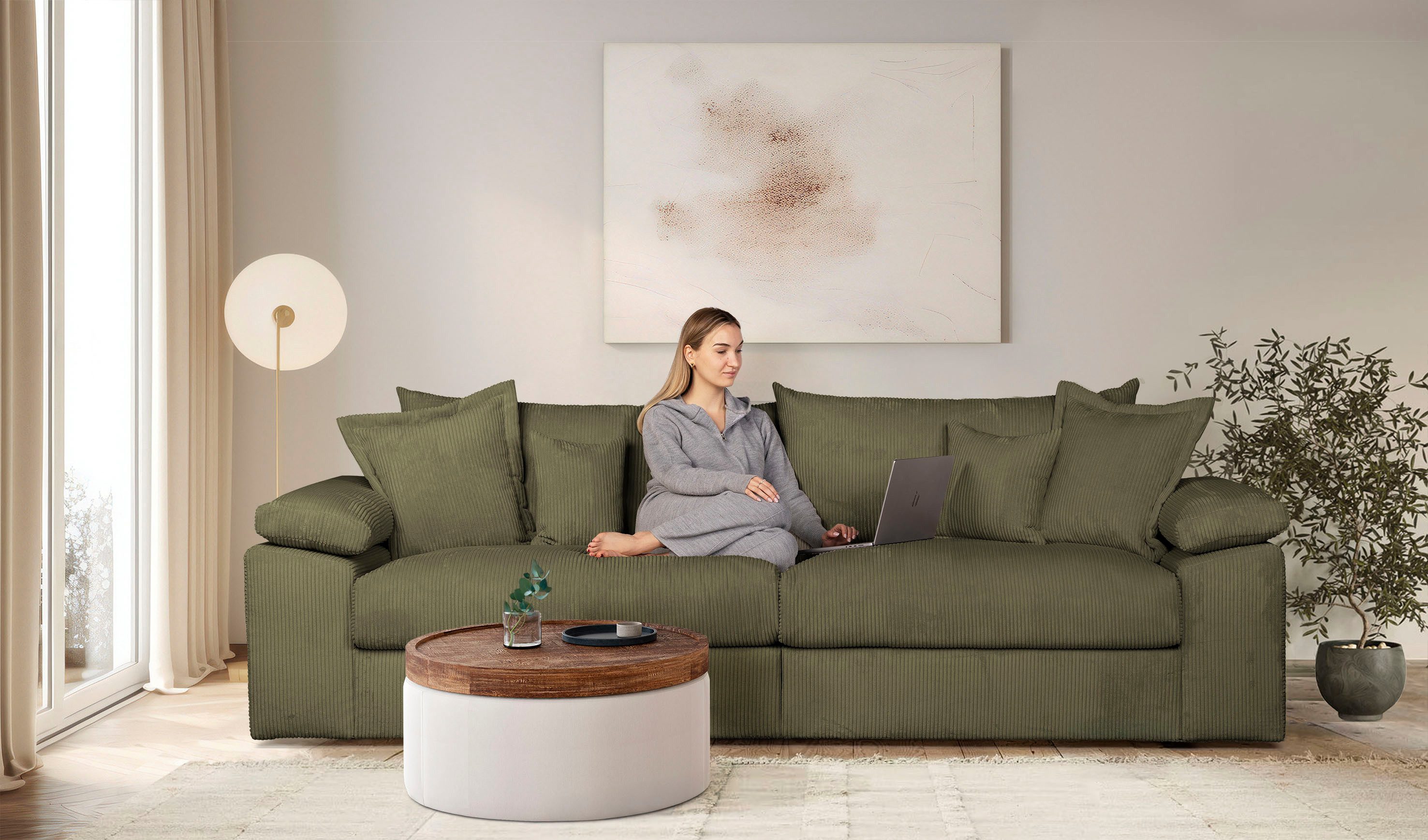 OTTO home Big-Sofa Soft&Cosy XL, B: 246 cm - OTTO. Verlässliche Qualität., Mega-Sofa, Cord oder Chenille-Struktur, mit Federkern & 4 Zierkissen