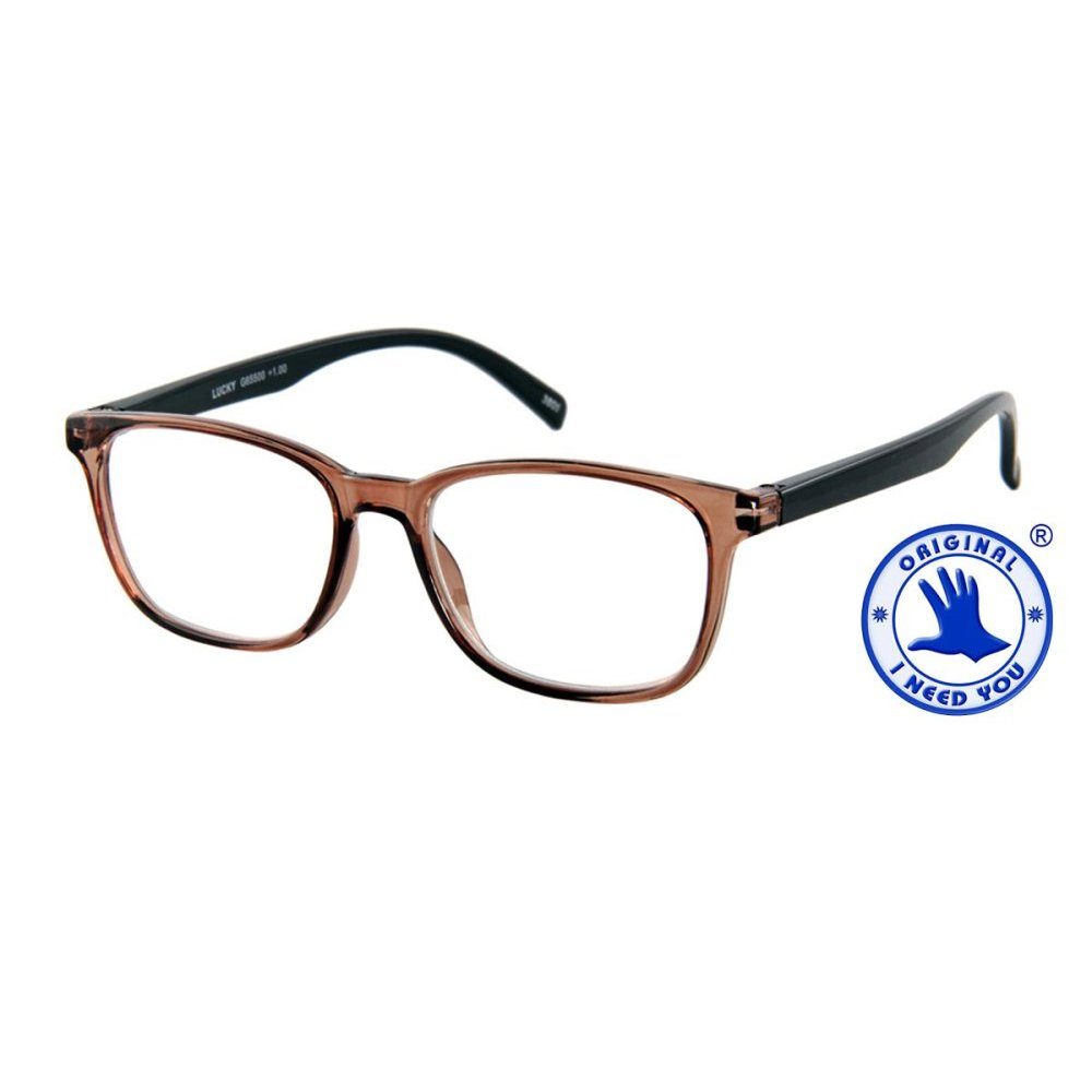 I Need You Lesebrille Lucky Braun-Schwarz (2,5 dpt)