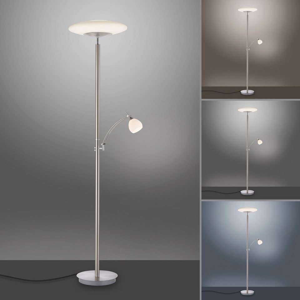 Paul Neuhaus Stehlampe TROJA, LED fest integriert, warmweiß - kaltweiß, LED,  CCT - tunable white, dimmbar über Tastdimmer, Memory, CCT  Farbtemperaturwechselfunktion (2700-5000Kelvin)