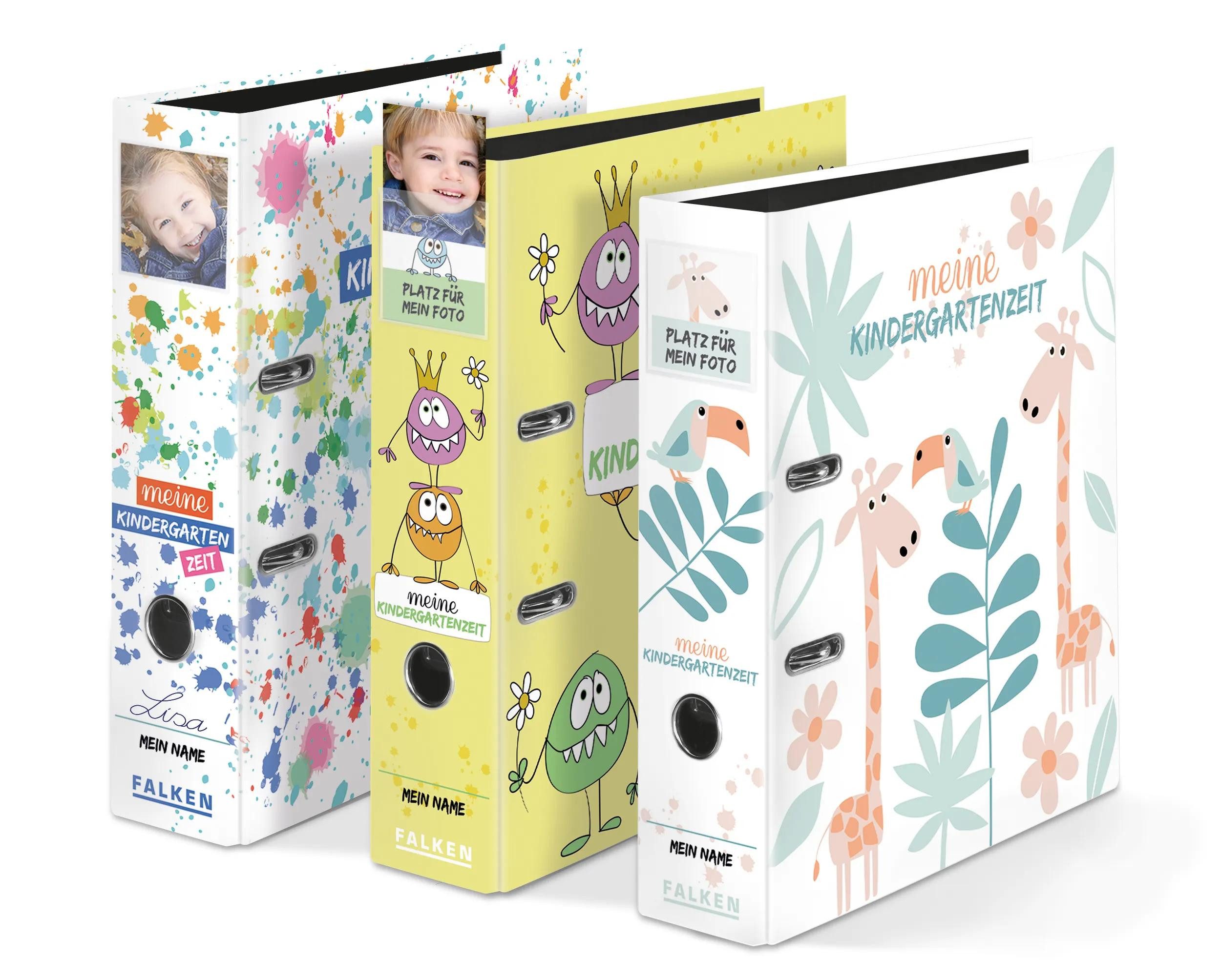 Falken Aktenordner 10x Kindergarten-Motivordner Kleckse A4 Rücken 8cm Sortiert 22001192F