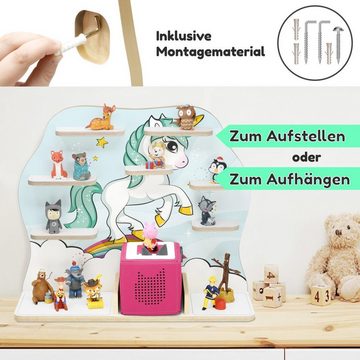 stadtecken Kinderregal Holzregal für Musikbox, Passend für die Toniebox und ca. 50 Tonies