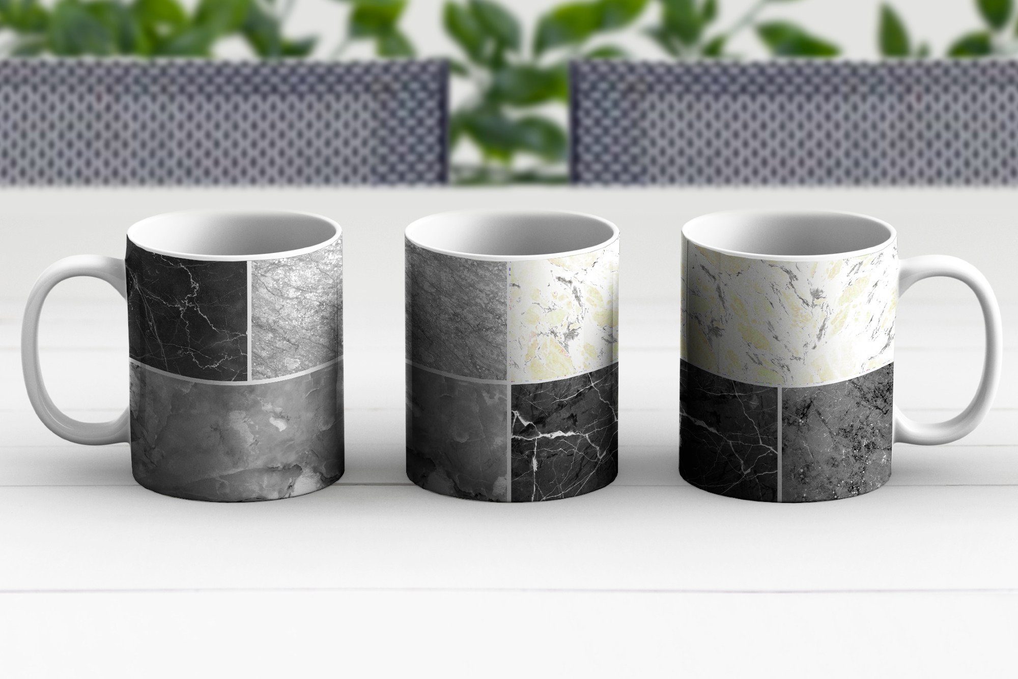 Collage Becher, Tasse - - Teetasse, Teetasse, Keramik, Kaffeetassen, Geschenk Luxus, Marmor MuchoWow
