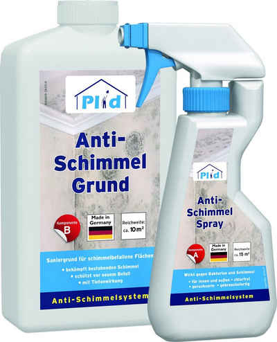 plid Wand- und Deckenfarbe Premium Schimmelschutz-Set Schimmelentferner Schimmelgrundierung, Schnelltrocknend, Schimmelbeständig, Überstreichbar