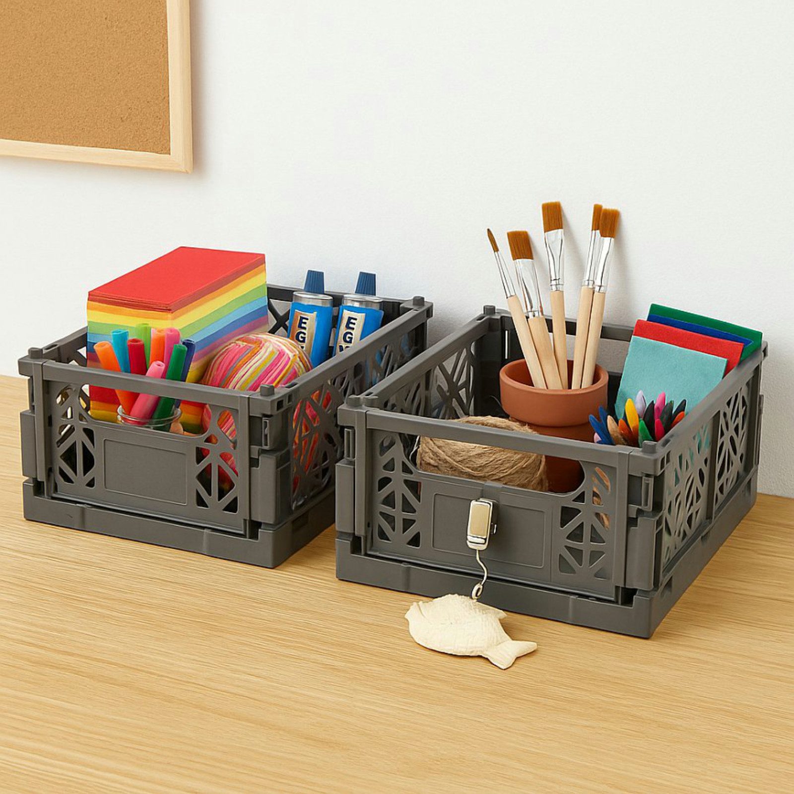 Koopman Klappbox Transportbox Kleinteilebox Faltbox 25x16x10cm 2 er Set, Blau, Faltbar, Kunststoff, Tragegriffe, Stabil – Bild 4 von 5