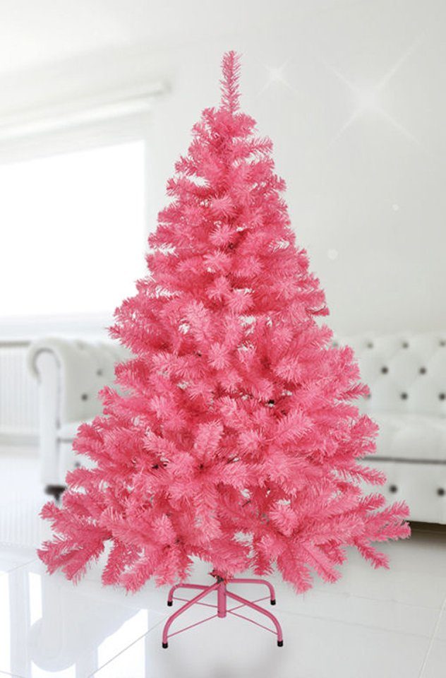 Spetebo Künstlicher Weihnachtsbaum Künstlicher Weihnachtsbaum klein - 90 cm / rosa, Kunst Tannenbaum Christbaum inklusive Baumständer