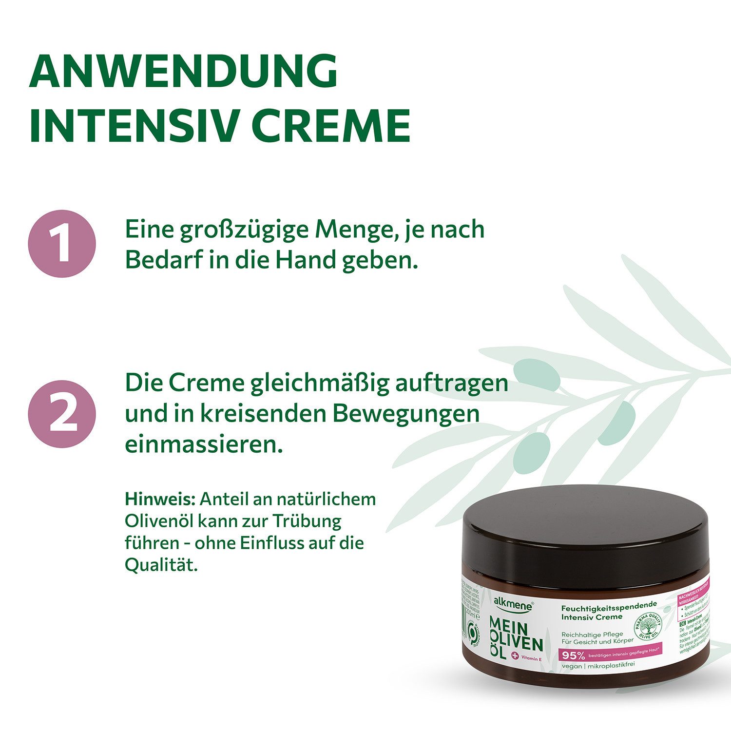 alkmene Feuchtigkeitscreme Intensiv Hautcreme trockene Haut 600 ml, Olivenöl, Männer & Frauen, 3-tlg.