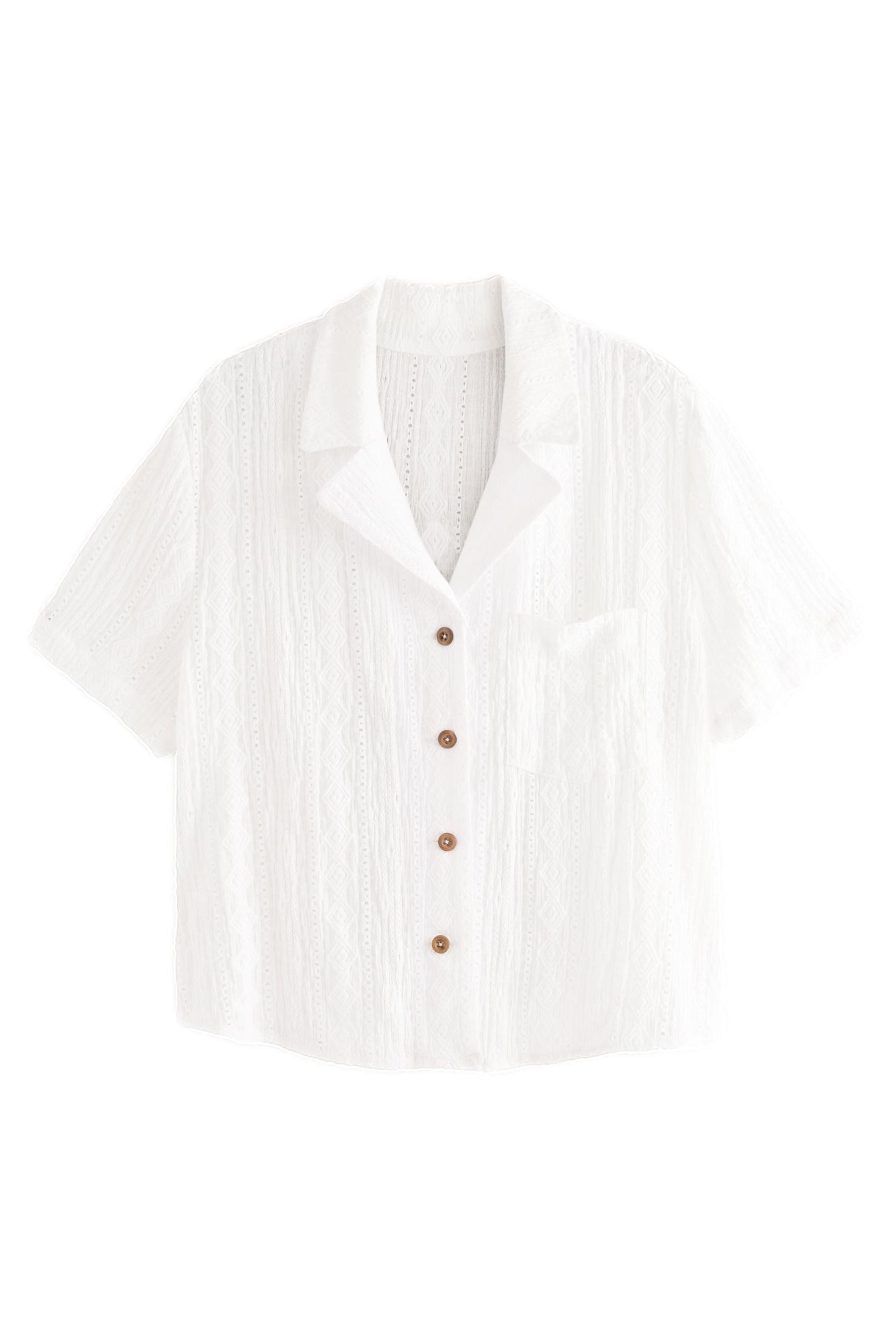 Next Kurzarmhemd Kurzärmelige Urlaubsbluse mit Lochstickerei günstig online kaufen