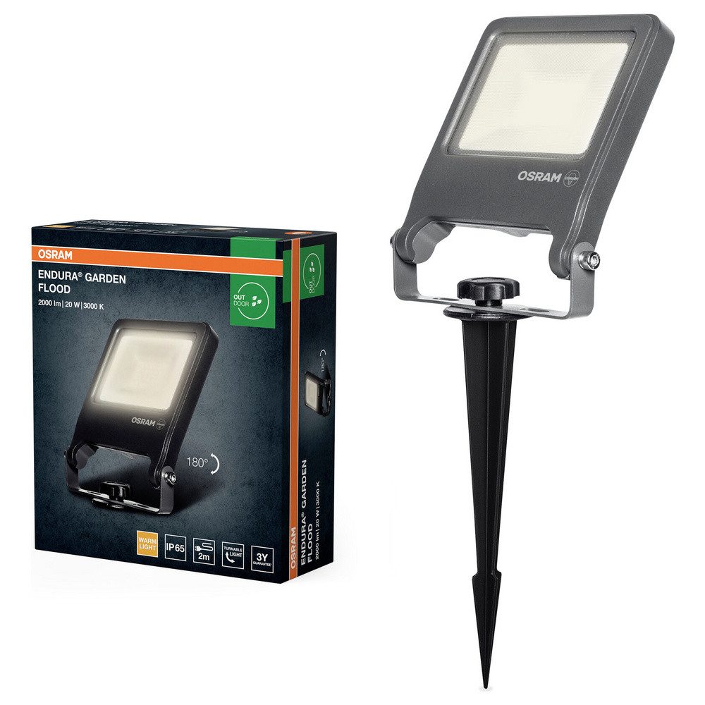 Osram Gartenleuchte OSRAM 4099854585852 ENDURA® Garden Flood Spike 20W 3000K LED-Gartenstr