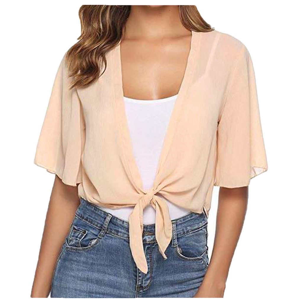 Zaewry Bolero Damen-Bolero aus Chiffon,Fließend,luftig,Halbärmel, Chiffon Coverup Damen Chiffon Bolero Elegant Leicht Kurze Schulterjacke