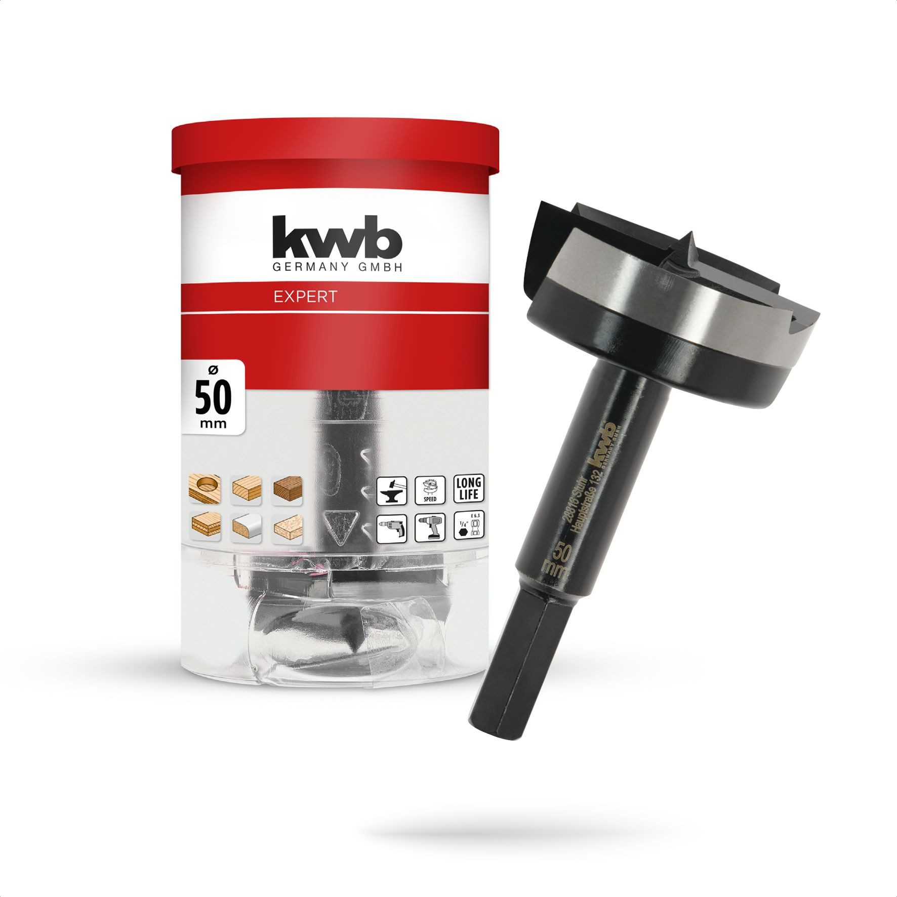 kwb Bohrer- und Bit-Set kwb Forstnerbohrer, Ø 50 mm, Topfbohrer (für Holz, geschmiedeter Bohrk, Forstnerbohrer Ø 50 mm, Topfbohrer (für Holz, geschmiedeter Bohrkopf)
