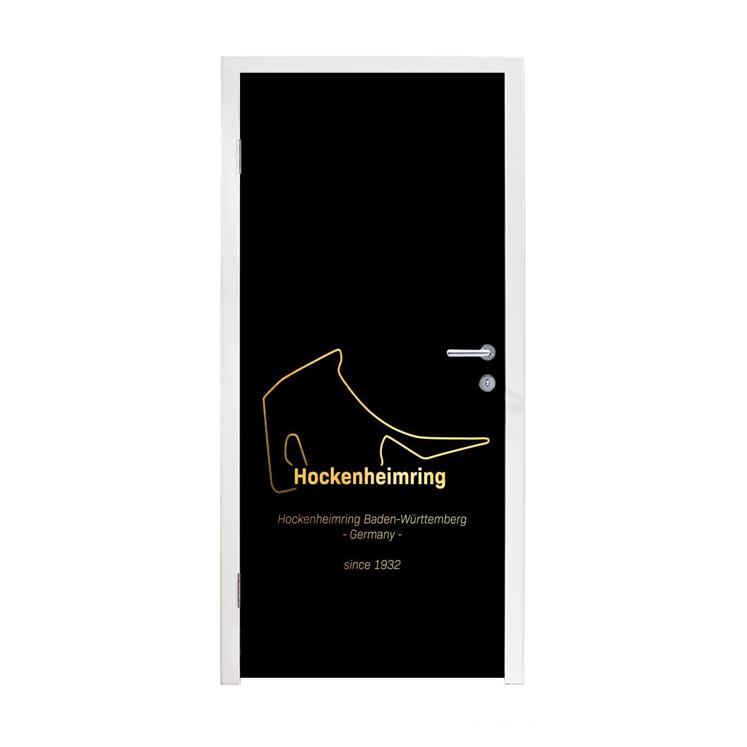 bedruckt, Tür, Fototapete Türtapete Rennstrecke, (1 St), Matt, für - - Türaufkleber, 75x205 MuchoWow 1 cm Deutschland Formel