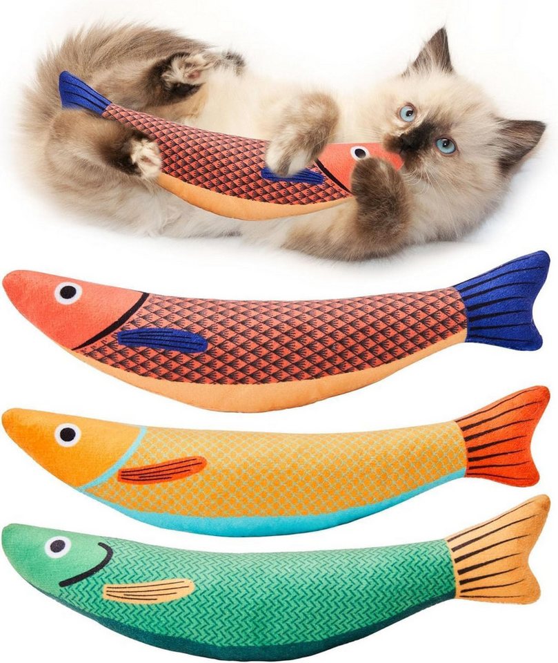 FELIXLEO Tierkuscheltier Katzenspielzeug Set 3er Fisch Kicker Weiches Interaktives für Katzen, (1-tlg)