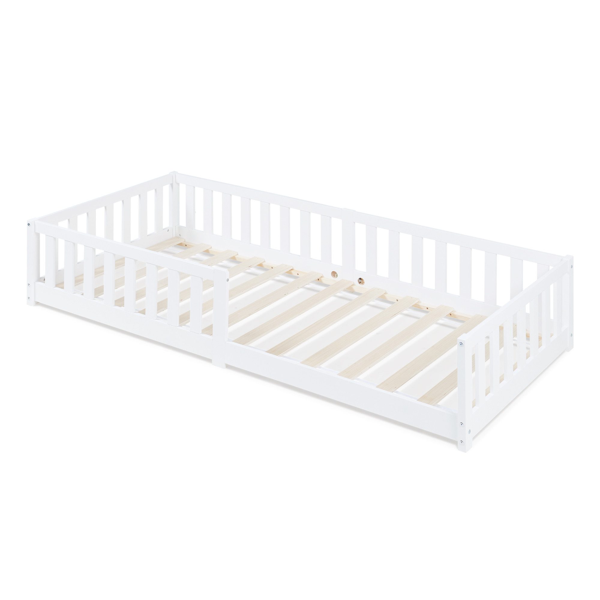 en.casa Kinderbett, »Tanna« mit Rausfallschutz 90x200 cm Montessori Kiefern günstig online kaufen