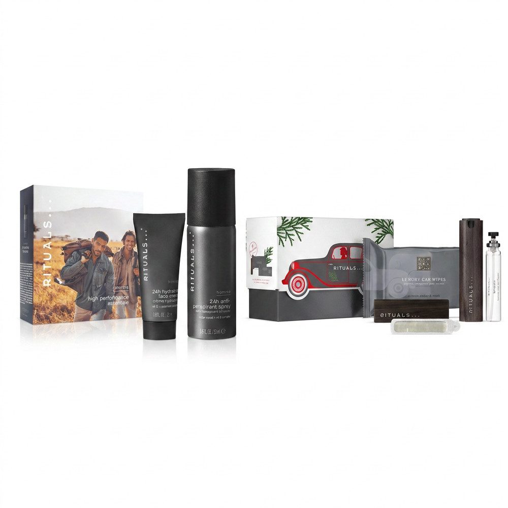 Rituals Pflege-Geschenkset Rituals Homme Pflege und Car Gift Set Bundle, Kombiniertes Pflege und Auto Duft Geschenkset für Männer