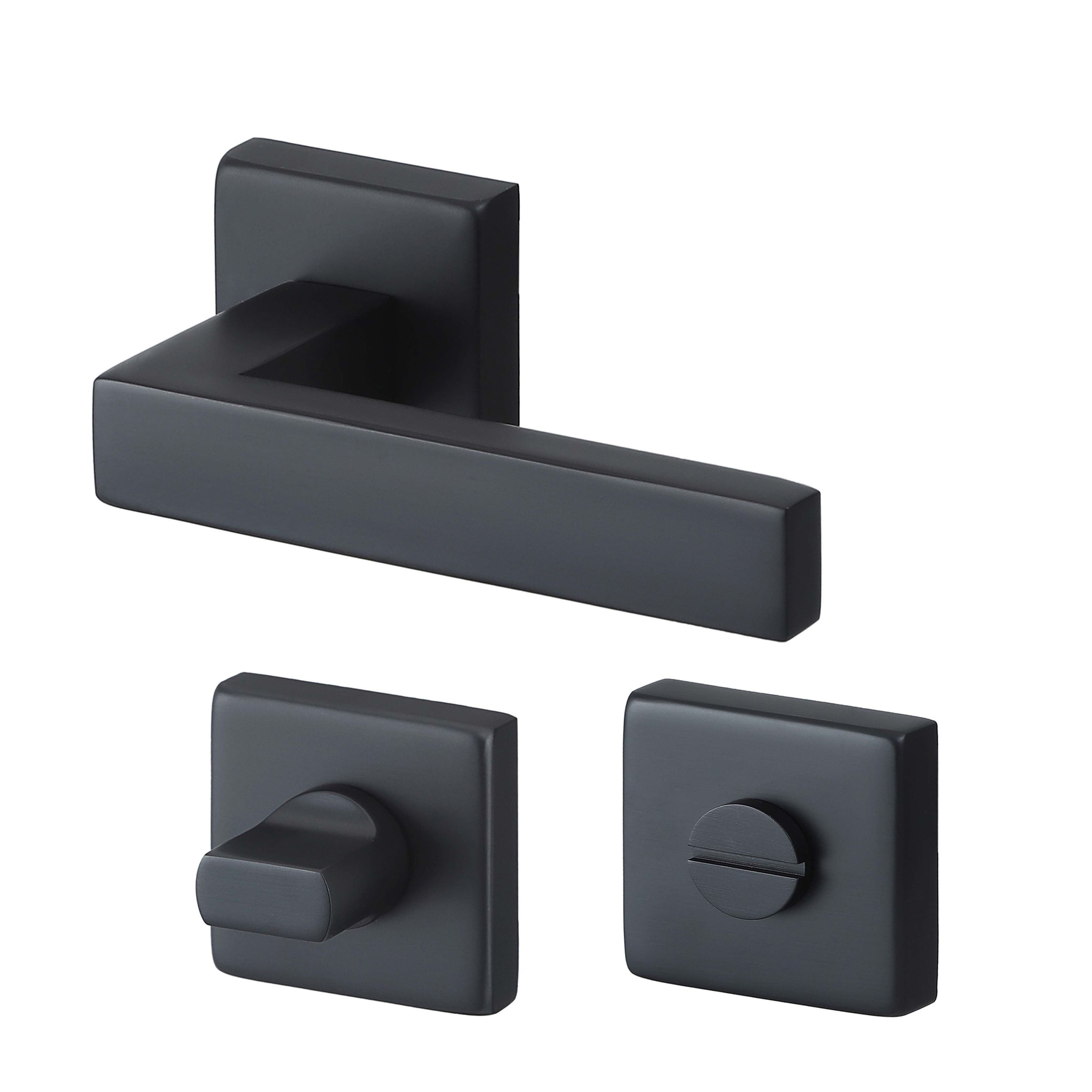 MeinTürgriff Drückergarnitur Trento Schwarz Türgriff eckig Innentüren Rosettengarnitur