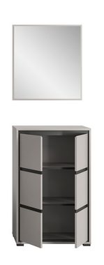 möbelando Garderoben-Set Jaru, in grau mit Absetzungen in schwarz. Abmessungen (BxHxT) 65x196x37 cm