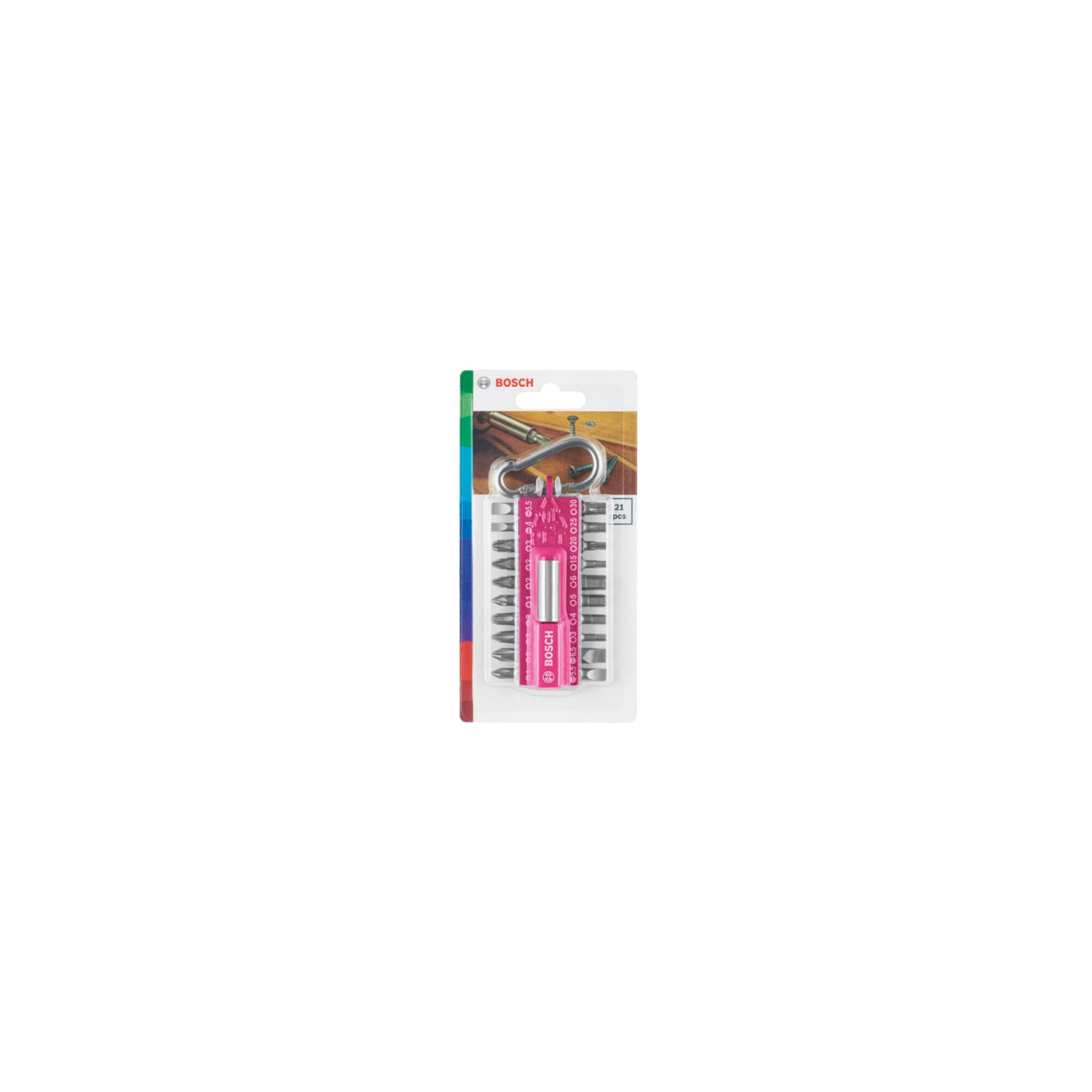 Bosch Professional Bit-Set Bosch 21-teiliges Schrauberbit-Set mit Snap-hook, Pink