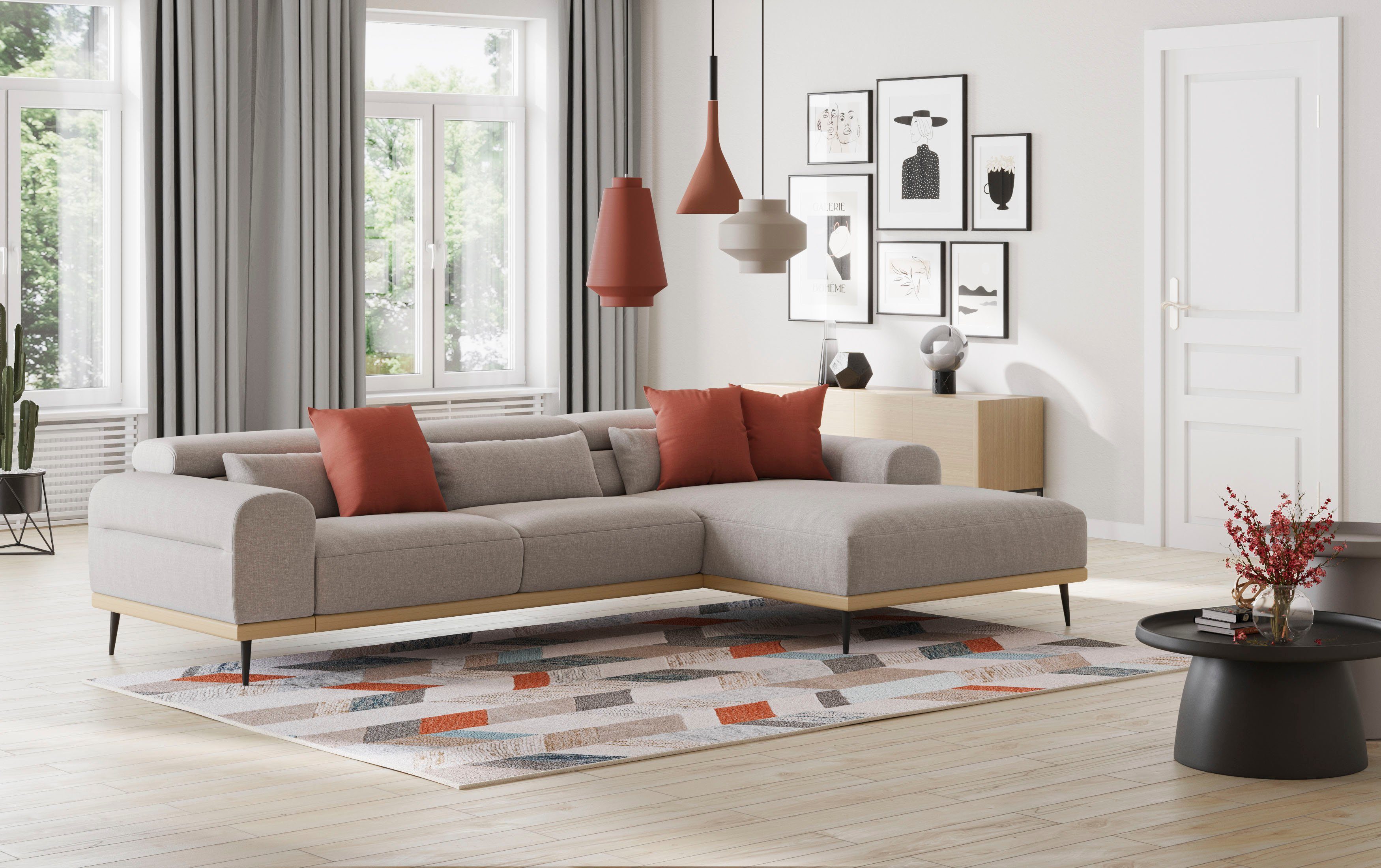 INOSIGN Ecksofa Galaxy, mit verstellbaren Kopfteilen, mit oder ohne Relaxfunktion