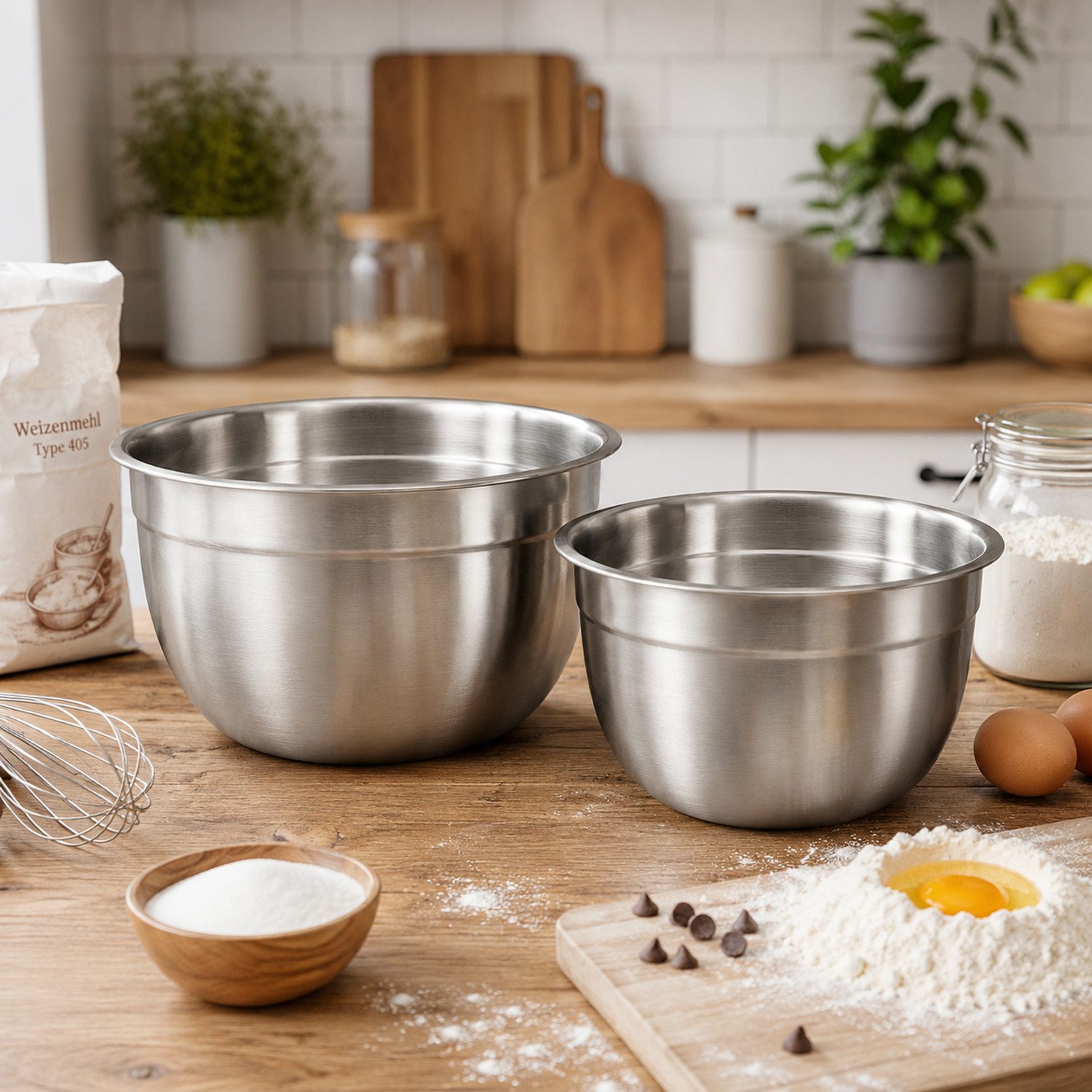 Mojawo Müslischale 2er Set Rührschüssel Mixschüssel Schüssel Edelstahl 2,5L / 3,5L