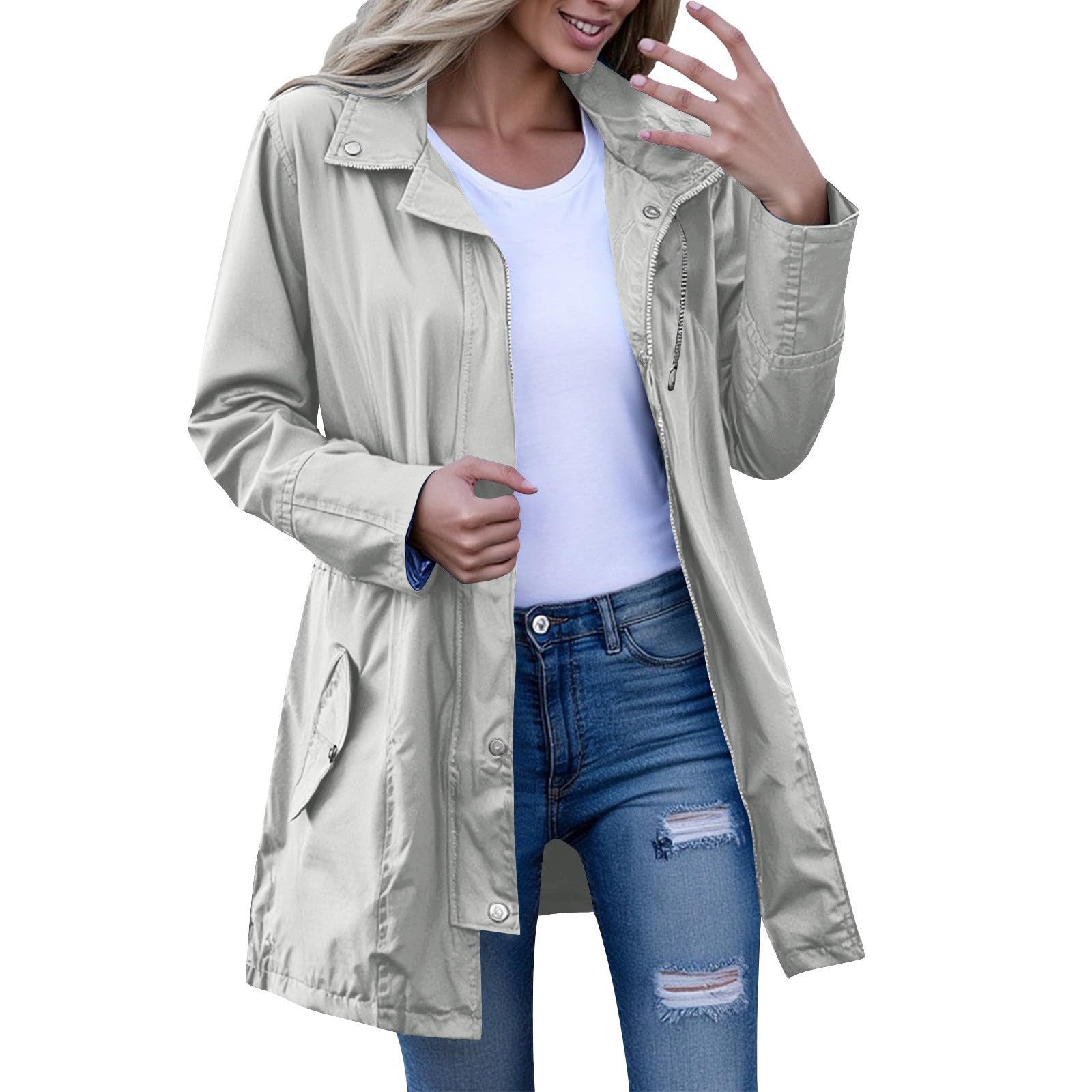 RWEUOQ Regenmantel Damen-Windjacke mit Streifenfutter und günstig online kaufen
