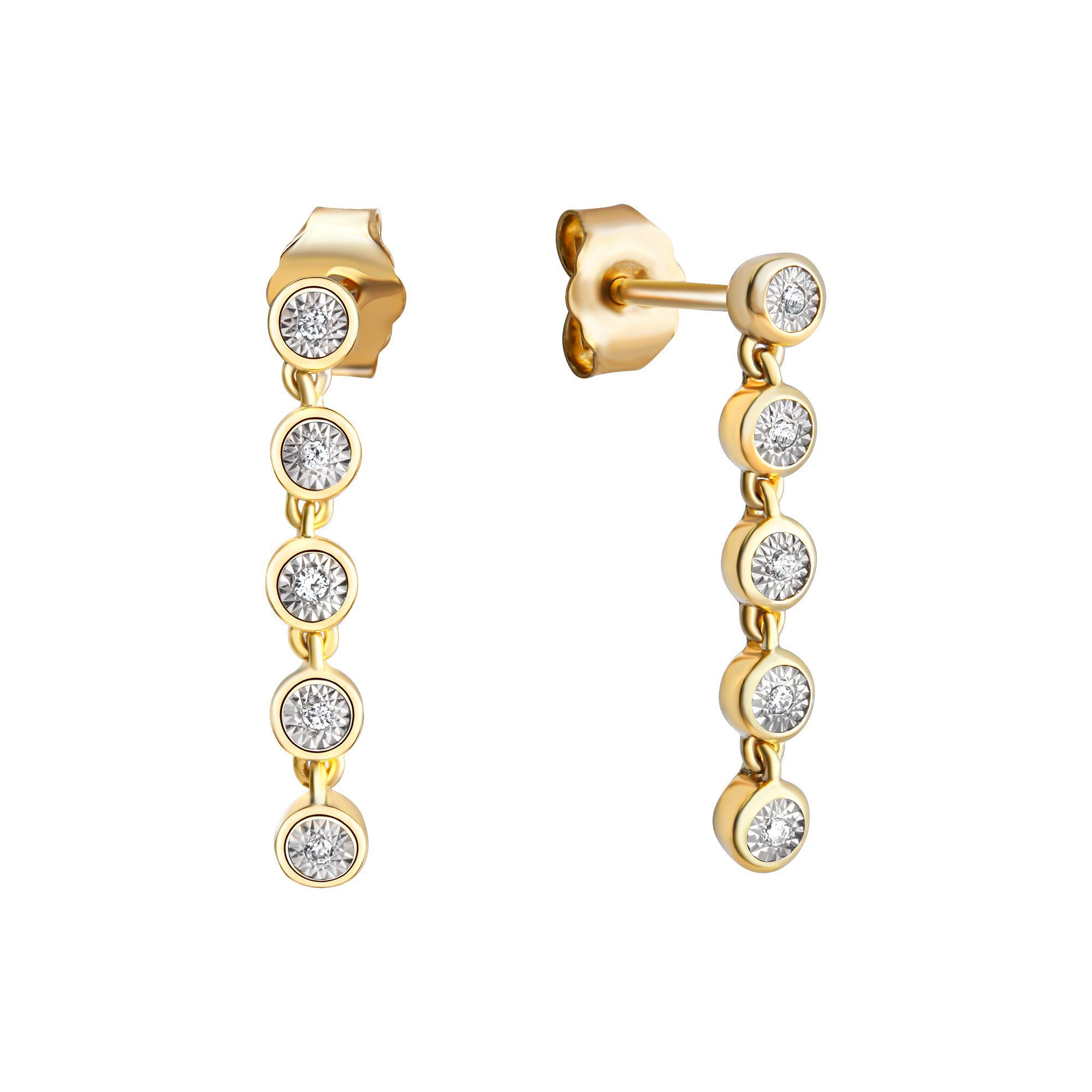 Paar bicolor Brillant Diamonds Ohrhänger Ellen 585 Gelbgold by K.