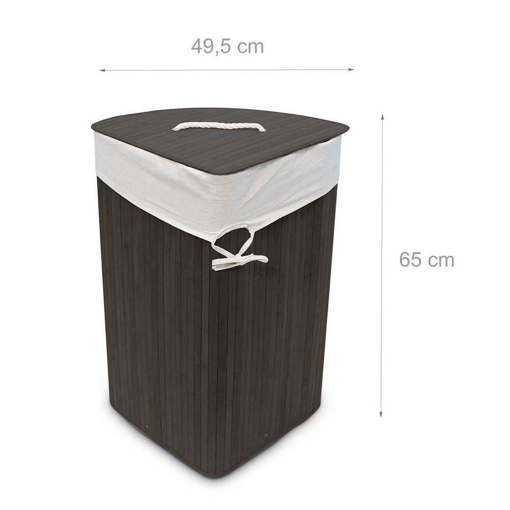 Wäschekorb 1 Eckwäschekorb Bambus ca. 60 Liter - schwarz/weiß