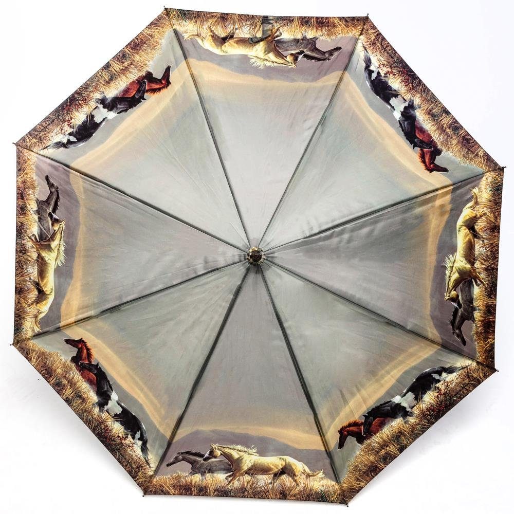 Luckyweather not just any other day Stockregenschirm Regenschirm PFERDE Auf-Automatik Stockschirm Damen Herren