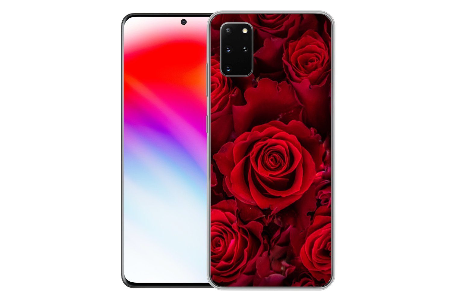 MuchoWow Handyhülle für Samsung Galaxy S20 Plus Blumen - Rosen - Rot, Phone Case, Silikon, Schutzhülle Dünn