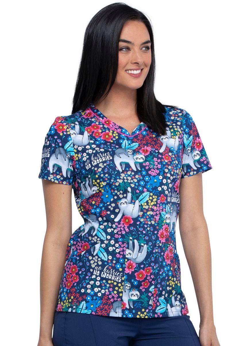 Bunt Funktionsbluse "No Kasack Cherokee bedruckter Motiv Damen mit Hurries"