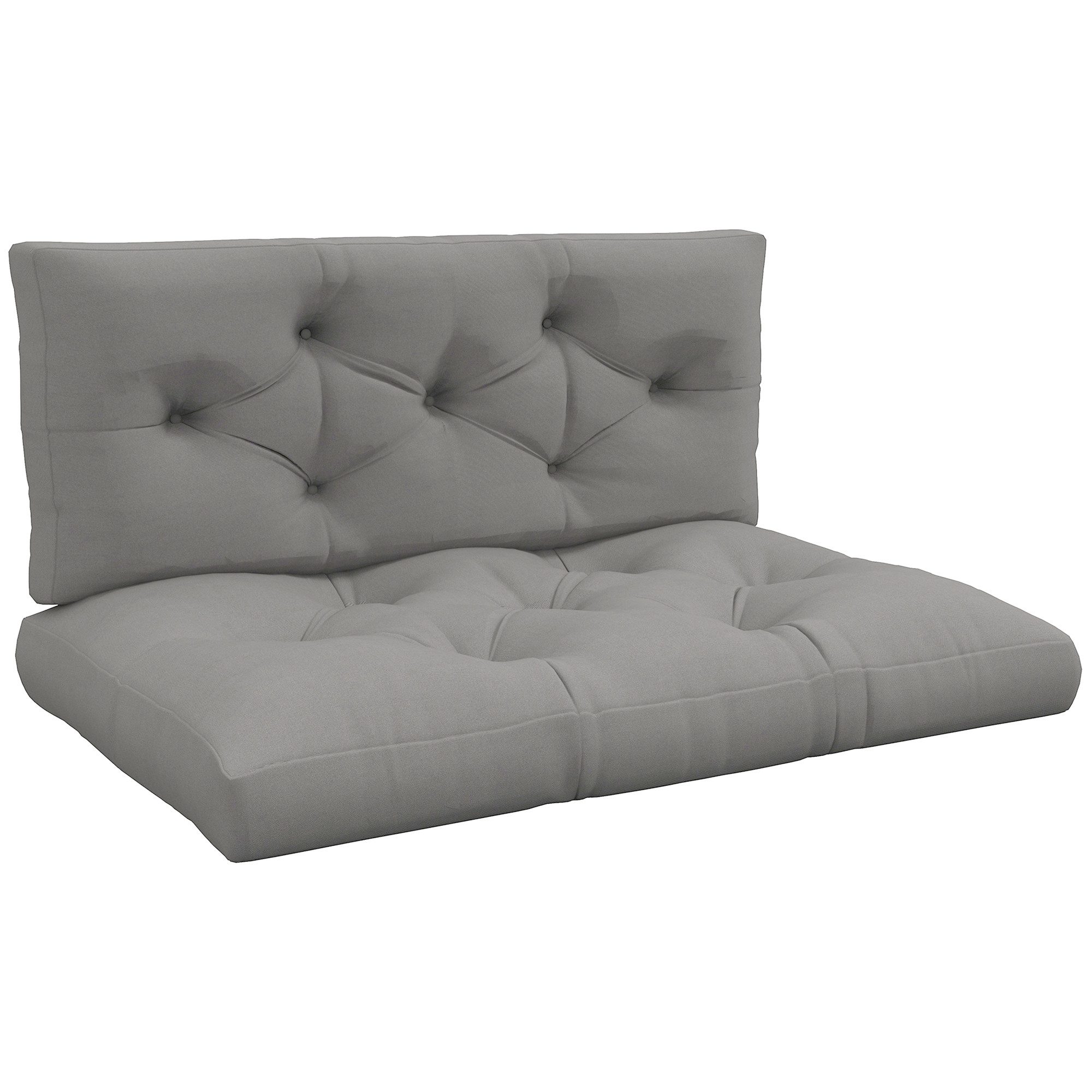 Outsunny Sitzkissen 2 Sitzer Palettenkissen Bankauflage mit UV-Schutz wasserabweisend, für Palettensofa, Balkon Hellgrau