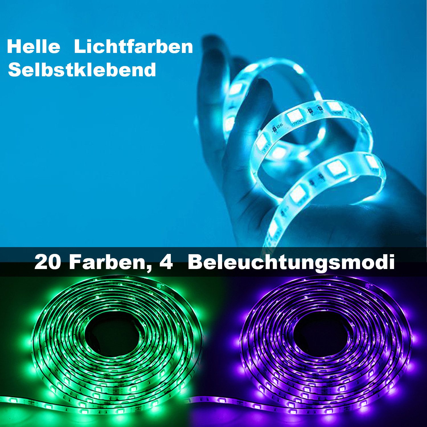 Clanmacy LED Stripe 1-10m LED Streifen Lichtband 5050SMD Leiste RGB Fernsteuerung LED Band, 30-flammig, Licht-Streifen Fernbedienung RGB Lichterkette 5050 SMD L – Bild 5 von 5