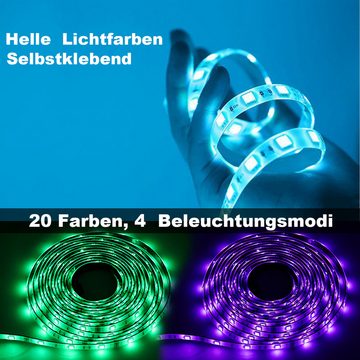 Clanmacy LED-Streifen LED Strip Licht-Band LED Streifen Leiste RGB Farbwechsel Lichtband, 30-flammig