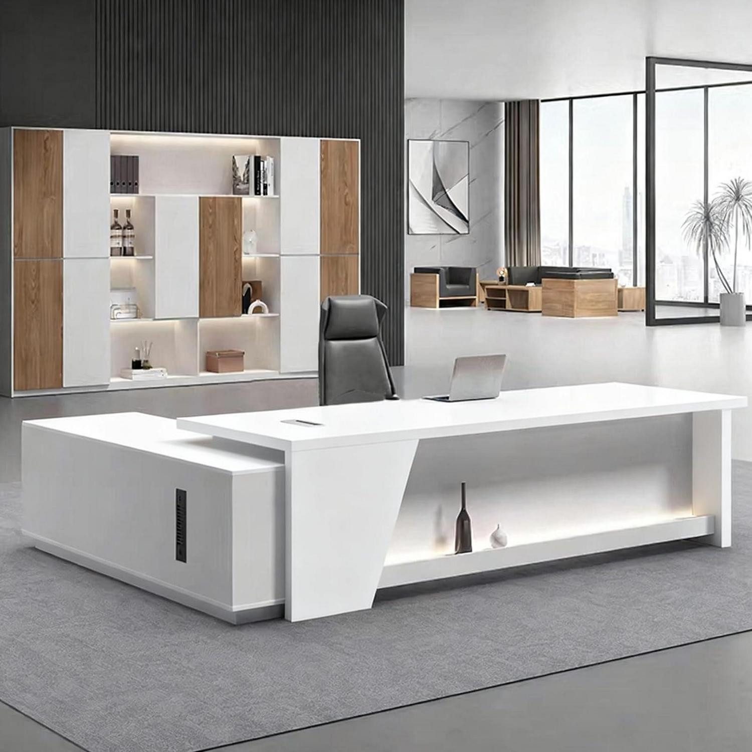 LuxusKollektion Schreibtisch Schreibtisch L Form Stauraum Empfangstheke A 160 × 80 × 75cm (1-St)