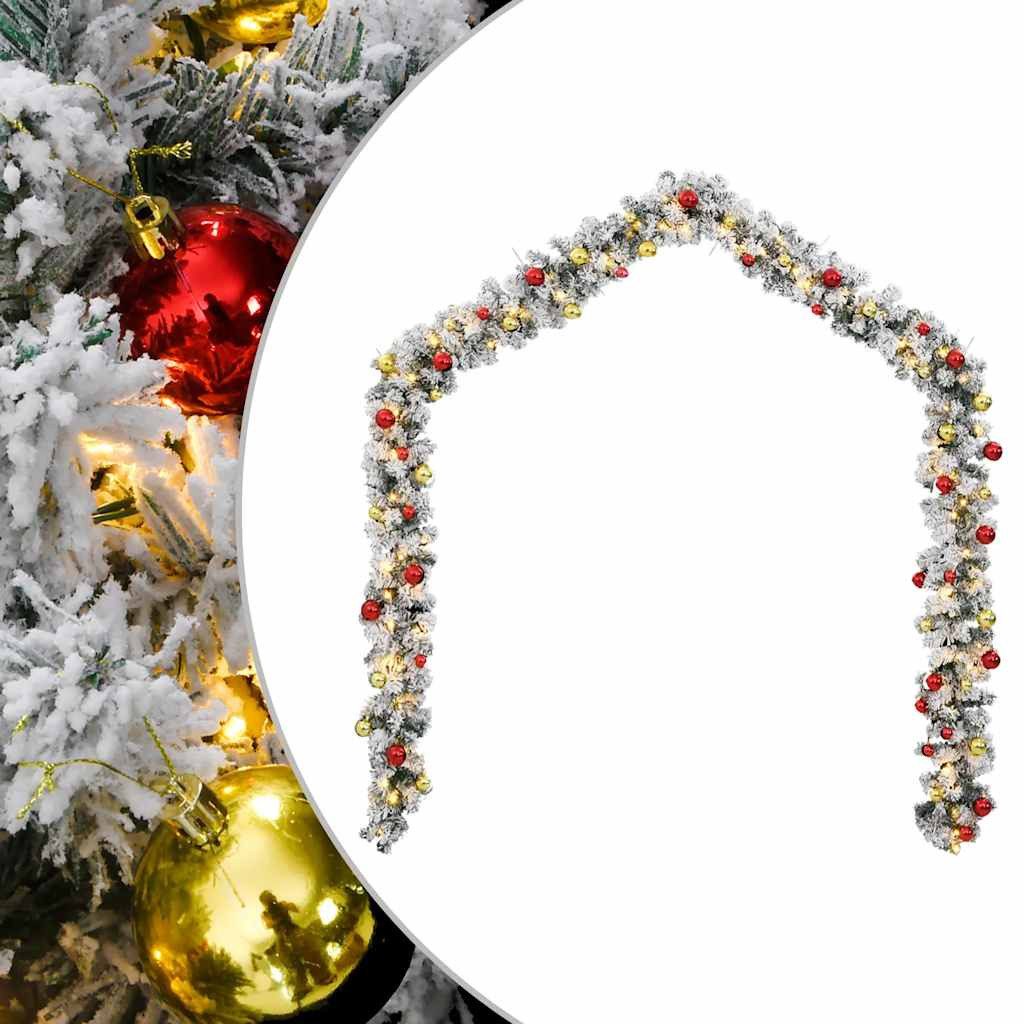 vidaXL Christbaumschmuck Weihnachtsgirlande mit Kugeln und LED-Leuchten Grün 20 m PVC (1-tlg)