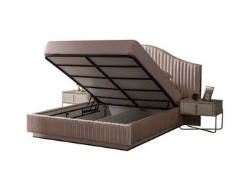 JVmoebel Bett Design Doppelbett Samt Bett Stoff Polster Schlafzimmer Ehe Betten