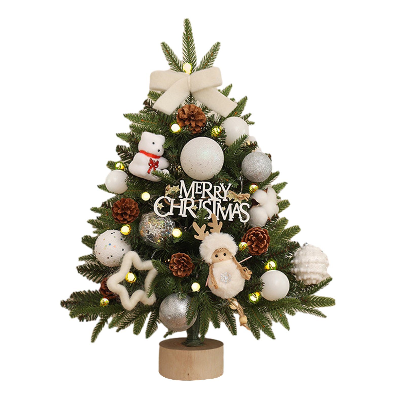 Blusmart Künstlicher Weihnachtsbaum Kleiner 45 Cm Großer Tisch-Weihnachtsbaum Mit Mehrfarbigem Dekor, Künstlicher Weihnachtsbaum white